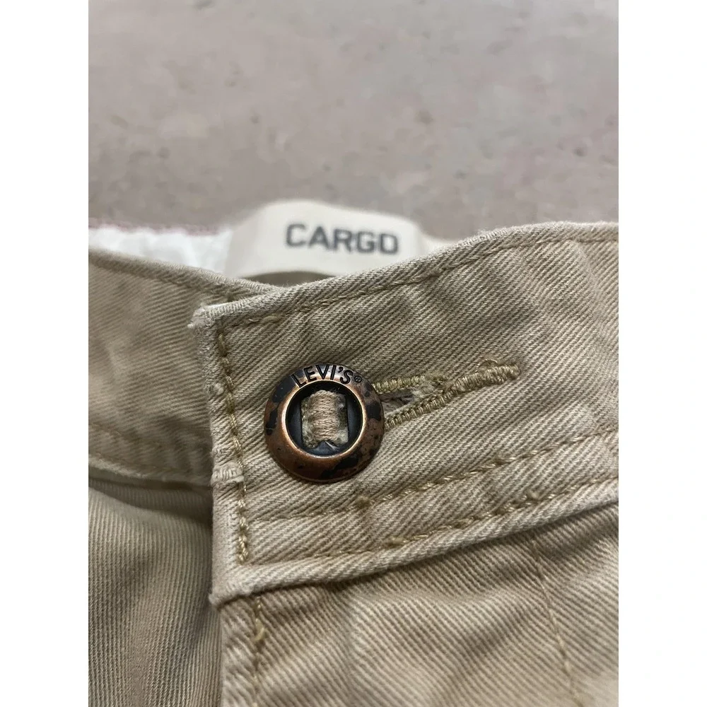 Levis Cargo Shorts Mens 31 Beige Canvas Relaxed Utility Pockets Workwear Zip Fly